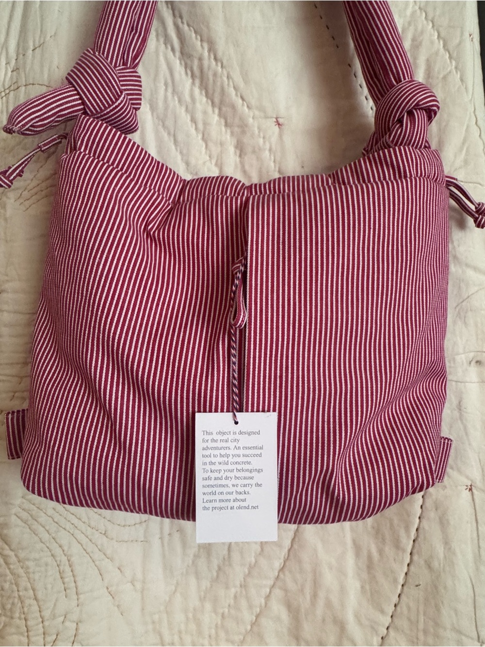 ÖLEND Red and White Striped Ona Bag - Picture 3 of 6